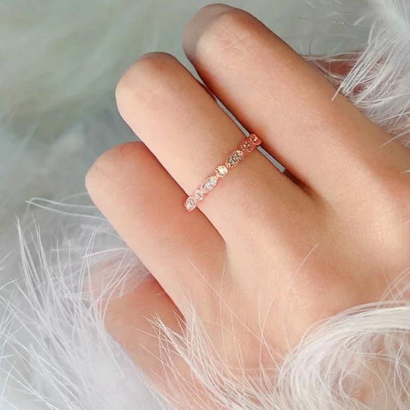 Rose Gold Milgrain Eternity Wedding Band Ring - Picture 2 of 2